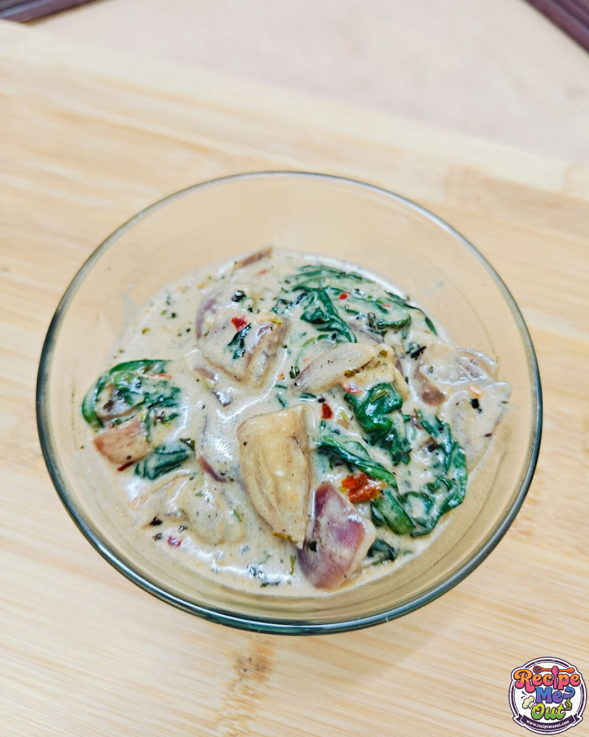 Creamy Spinach in Alfredo Sauce - Closeup Shot