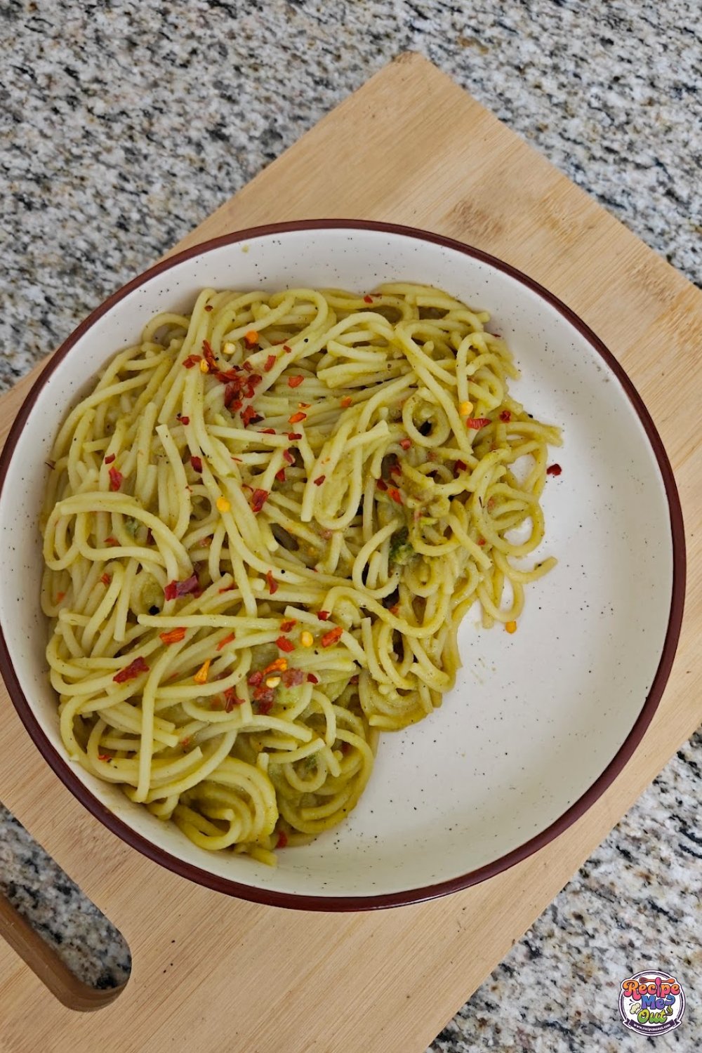 Closeup Shot of Avocado Pasta (Spaghetti)