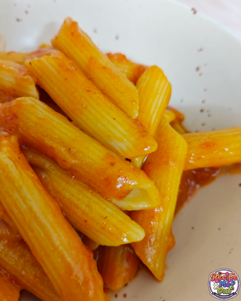 Closeup Shot of Tomato Mustard Sauce Pasta
