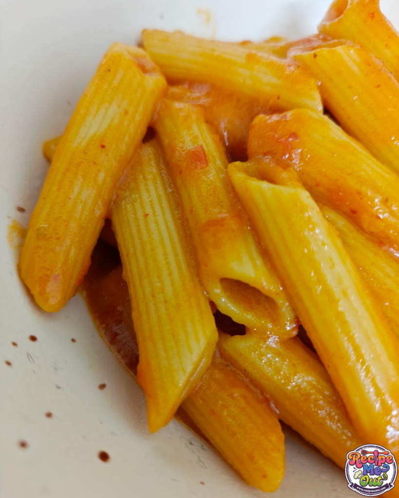 Closeup Shot of Tomato Mustard Sauce Pasta