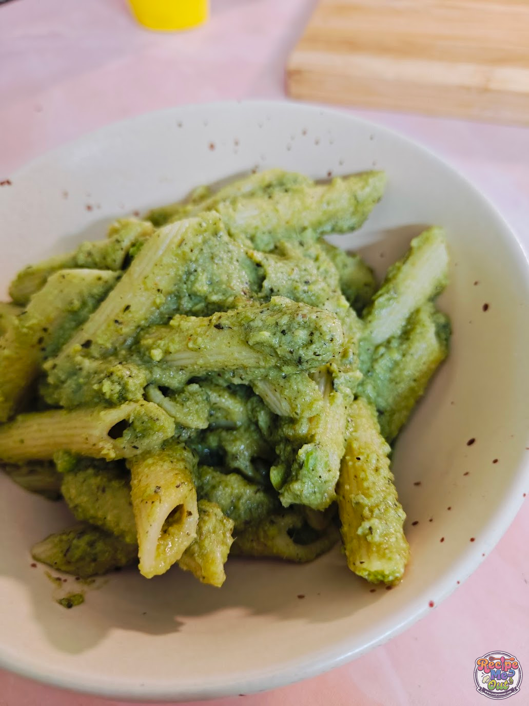 Closeup Shot of Green Peas Pasta on a bowl