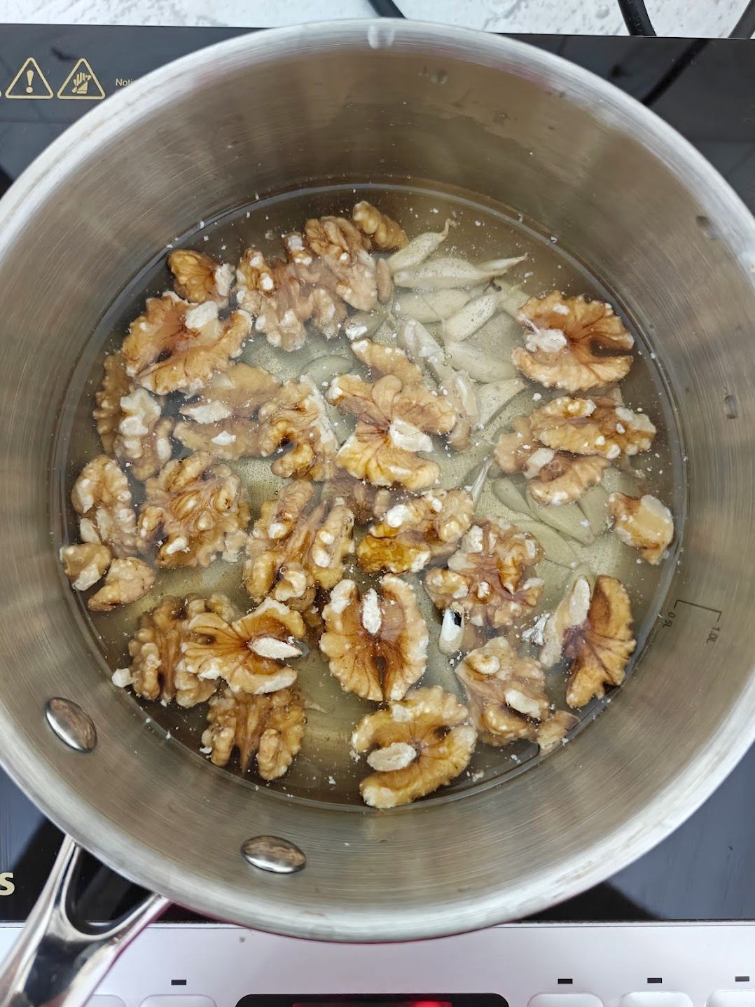walnut and garlic in water 