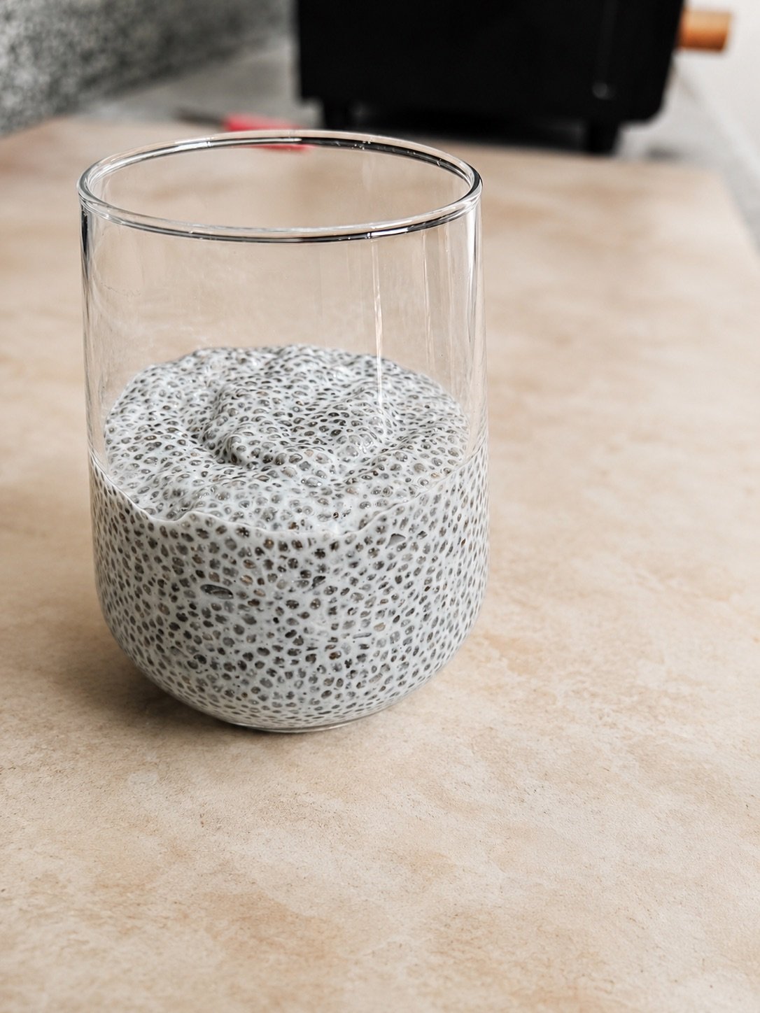coconut chia pudding in a glass