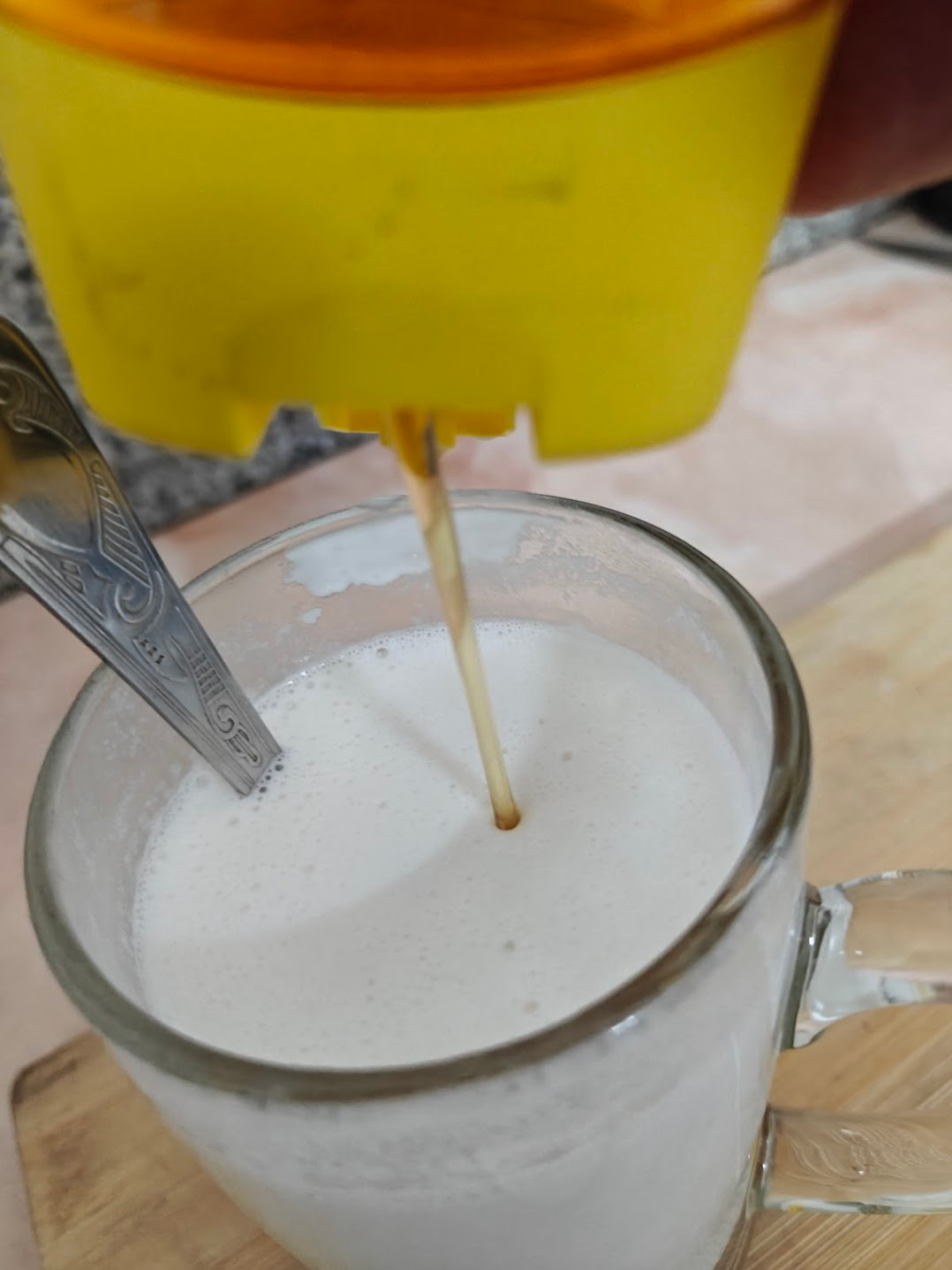 honey being added to the coconut milk